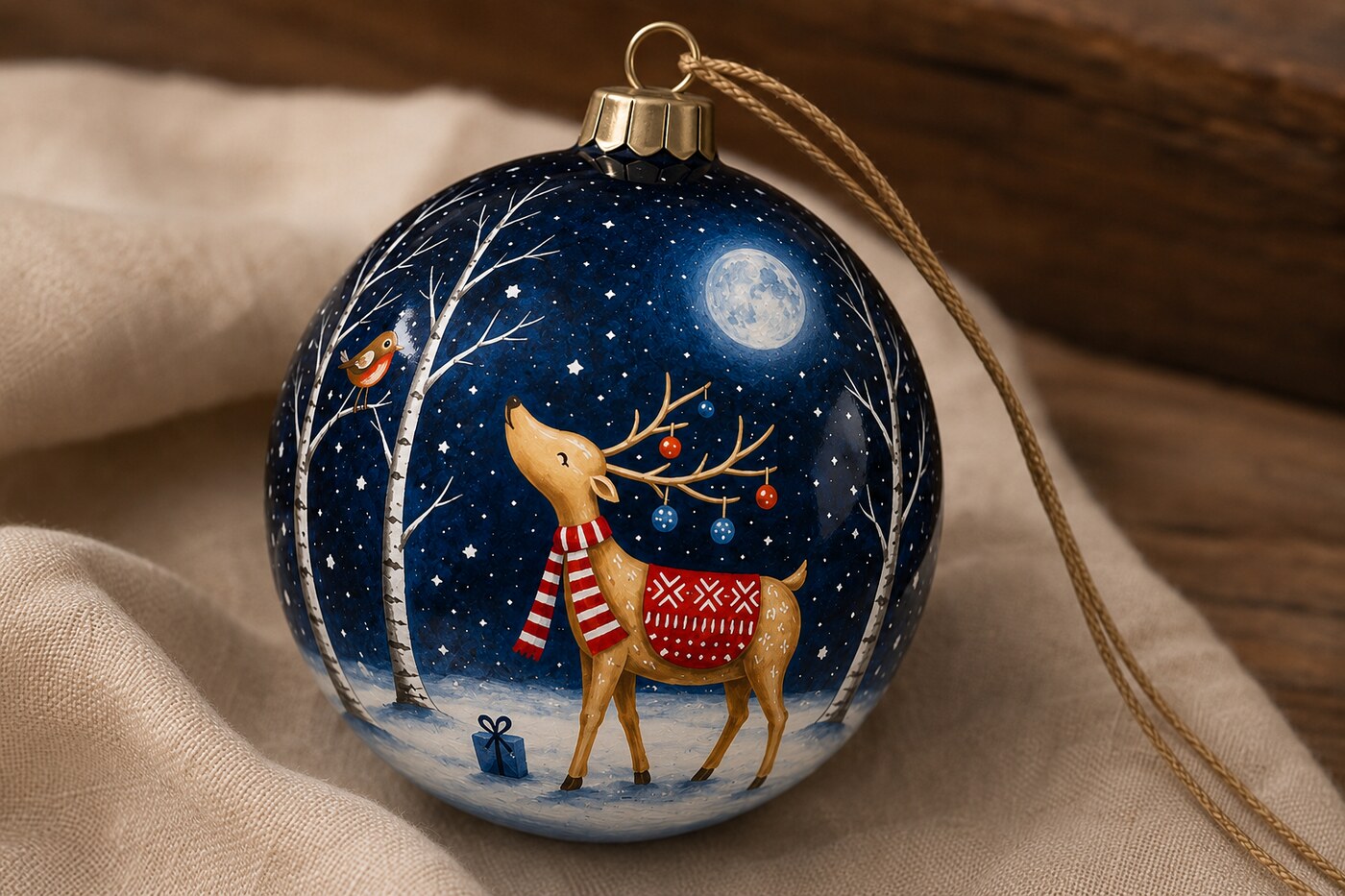 Close detail of inside painting on a glass ornament