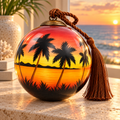 Dusk Palm inside-painted glass ornament