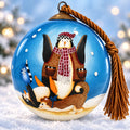 Penguin & Dog — Inside-Painted Glass Ornament