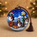 Penguins & Presents — 2026 Inside-Painted Glass Ornament