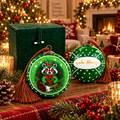 Raccoon in Green inside-painted glass ornament