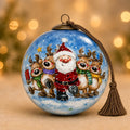 Santa & His Reindeer — 2026 Inside-Painted Glass Ornament