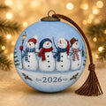 Snowman Friends 2026 inside-painted glass ornament