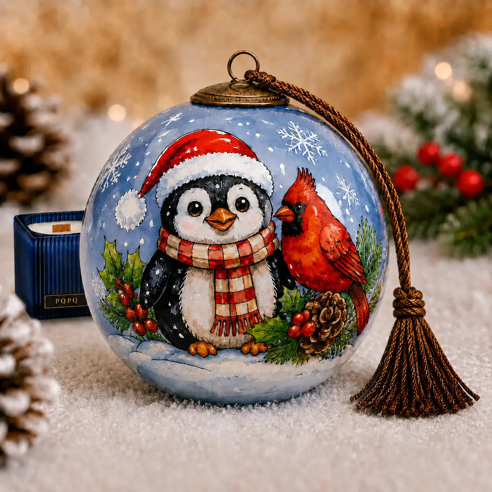 Winter Companions — 2026 Inside-Painted Glass Ornament