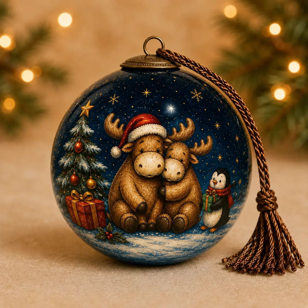 Winter Together — 2026 Inside-Painted Glass Ornament