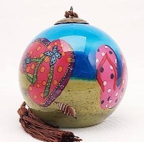 Beach Slippers - Li Bien Inside Painted Glass Ornament