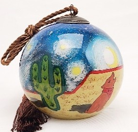 Cactus & Dog Desert - Li Bien Inside Painted Glass Ornament
