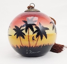 Palm - Li Bien Inside Painted Glass Ornament