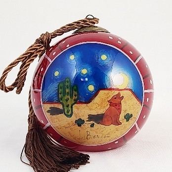 Cactus & Dog Fairyland - Li Bien Inside Painted Glass Ornament - Australian Exclusive