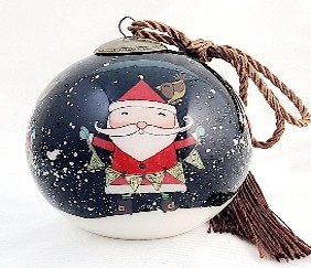 Classic Santa HoHoHo - Li Bien Inside Painted Glass Ornament