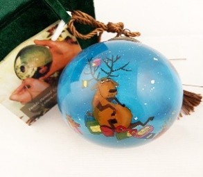 Festival Deer - Li Bien Inside Painted Glass Ornament - Australian Exclusive
