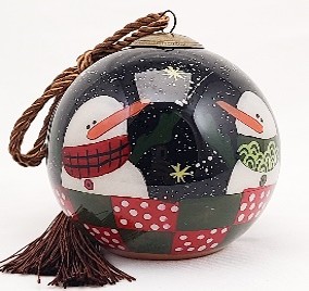 Night Sky Snowman - Li Bien Inside Painted Glass Ornament