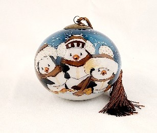 Lovely Penguin Chicks - Li Bien Inside Painted Glass Ornament