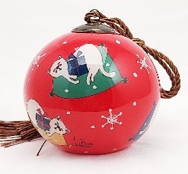 Sleeping Kittens - Li Bien Inside Painted Glass Ornament